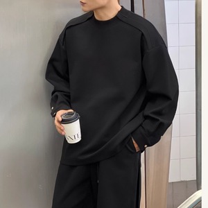 肩袖アクセントシンプルロングTシャツ　1212