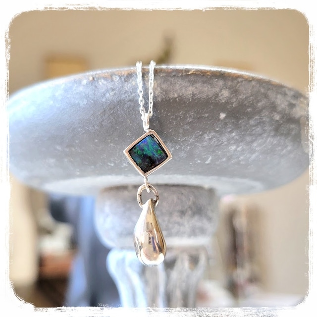 Silver950 Opal & teardrop Pendant