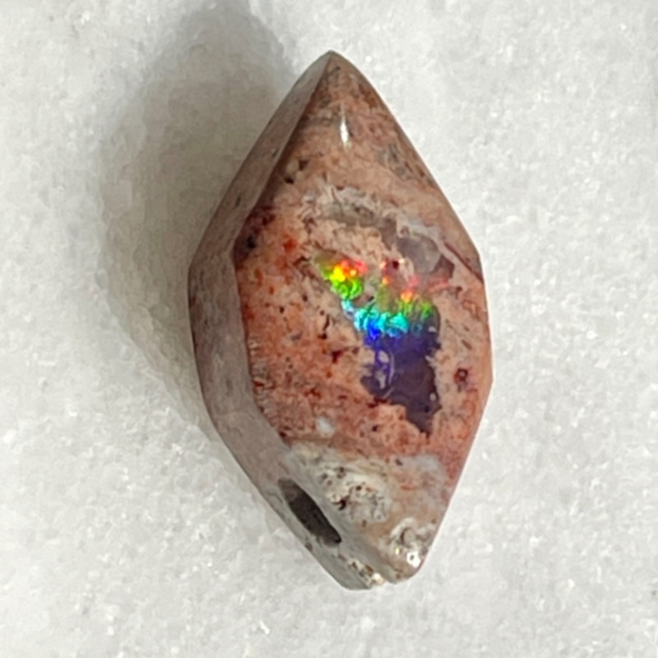 【希少】【超美石】メキシコ　ハリスコ州産　カンテラオパール　タンブル　（ダイヤ型）（ポーチ付き）　3019