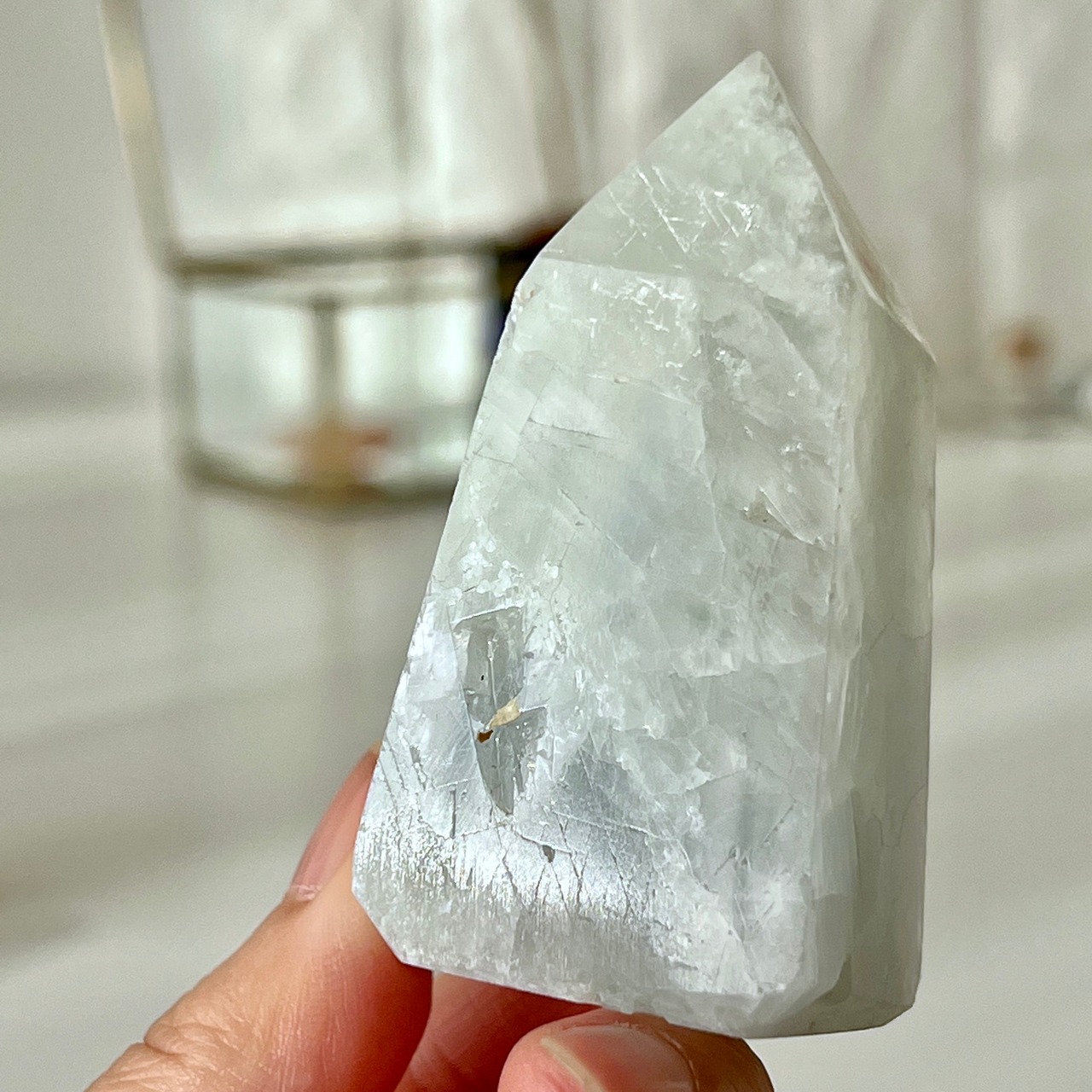 ブルーグレーカルサイトタワー＊天然石ポイント＊天然石インテリア＊置き物＊T37