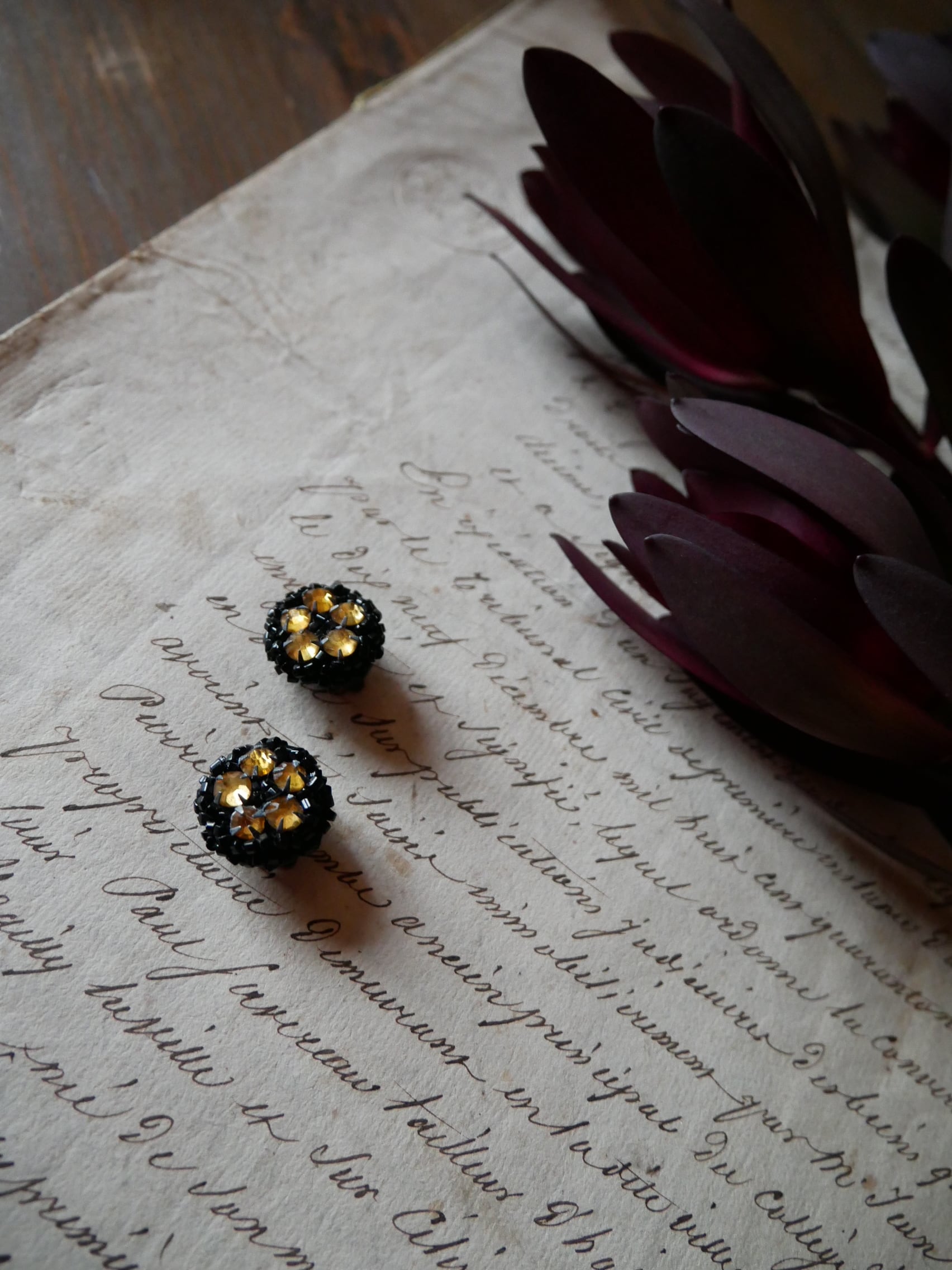 フランスアンティーク イヤリング ビーズ