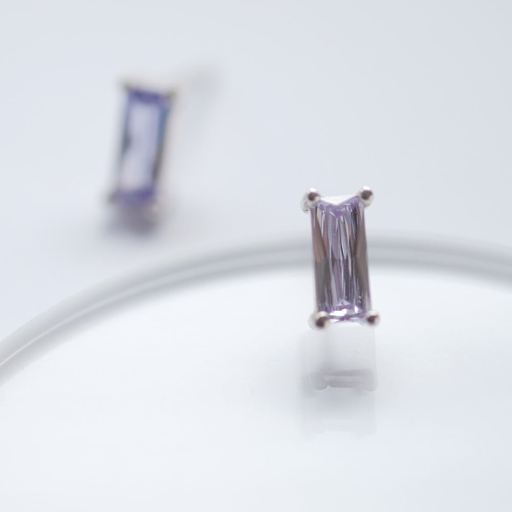 ミニ ラベンダーアメジスト スクエア ピアス イヤリング シルバー925