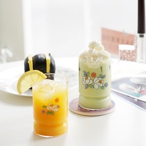 peony glass cup 400ml / 韓国 レトロ コップ