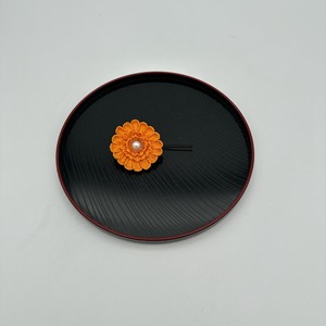 つまみ細工 かんざし 大花(オレンジ)