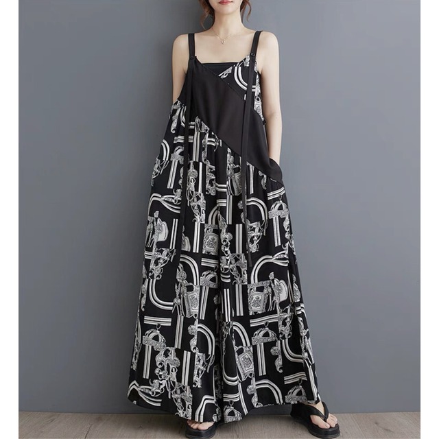 Oversized wide pants salopette【2color】 C1183