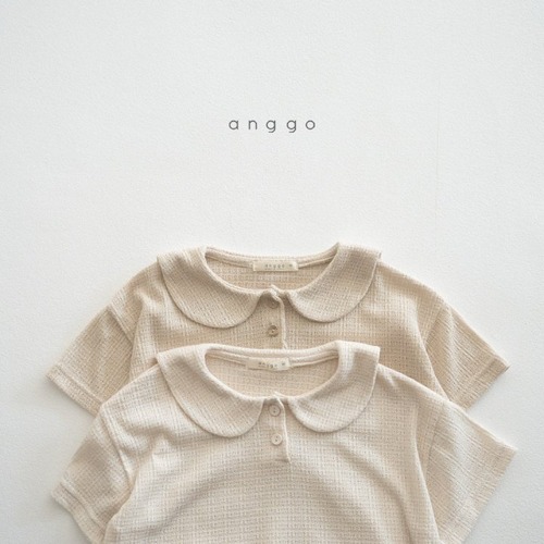 ˗ˏˋunisex ˎˊ˗【予約商品】 2025夏新作　ANGGO アンコ　2色展開　ウェハースカラーTシャツ（baby＆kids）