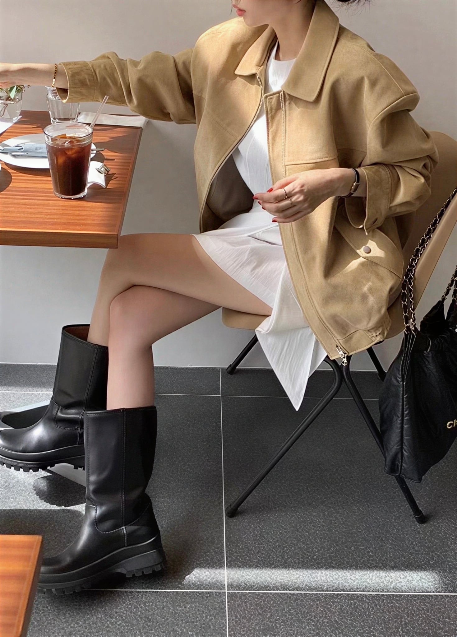 クラシックベージュジップジャケット.1446