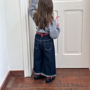 秋コントラストステッチジンズ