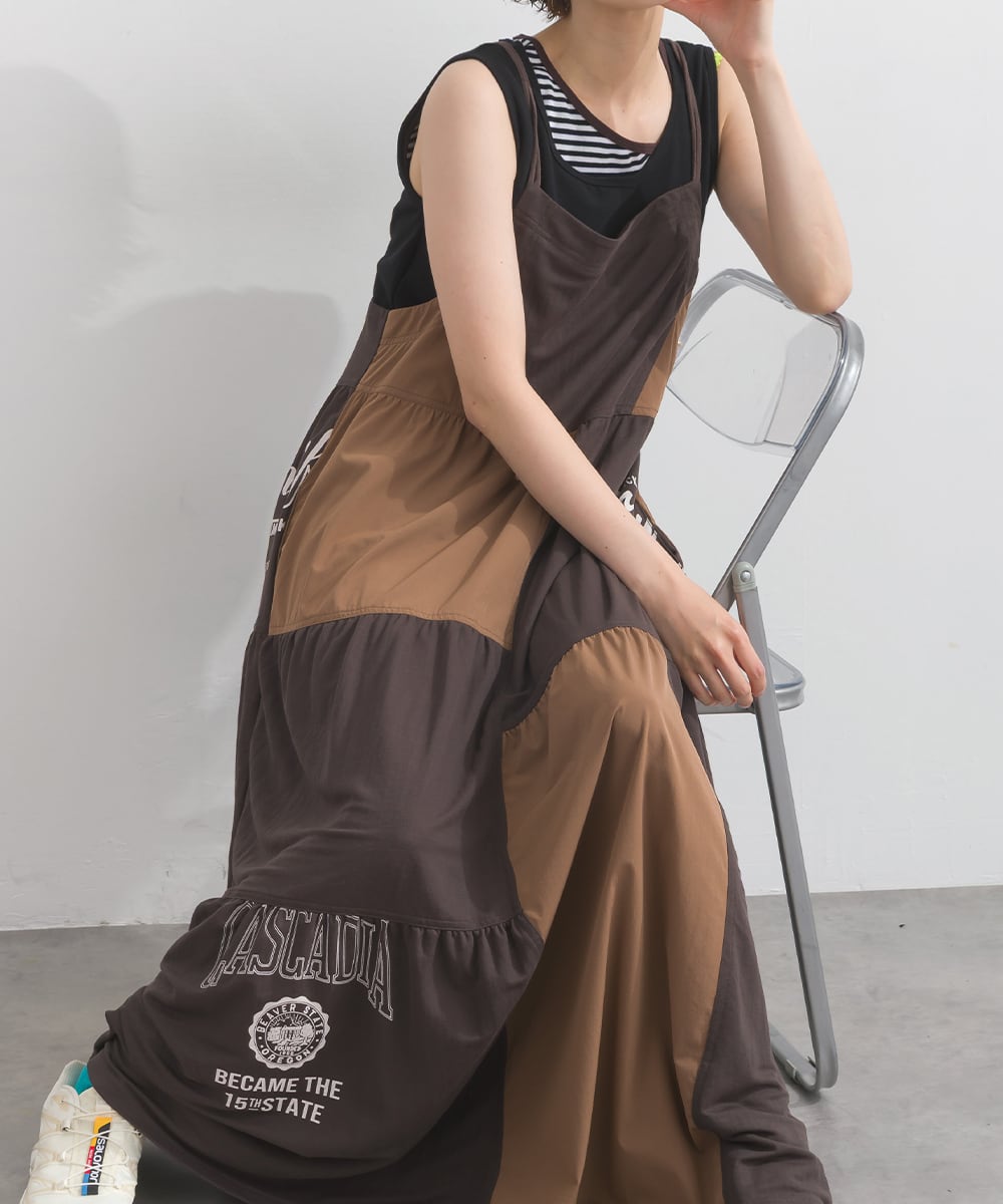 J262036 【接触冷感シリーズ】 リメイク風切替キャミワンピース / Cool