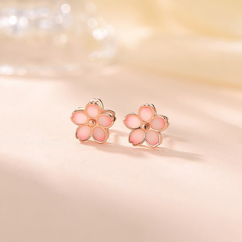桃の花 ピアス K18仕上げ S925 シルバー 大人可愛いアクセサリー