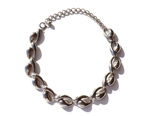 80s vintage silver color volume necklace