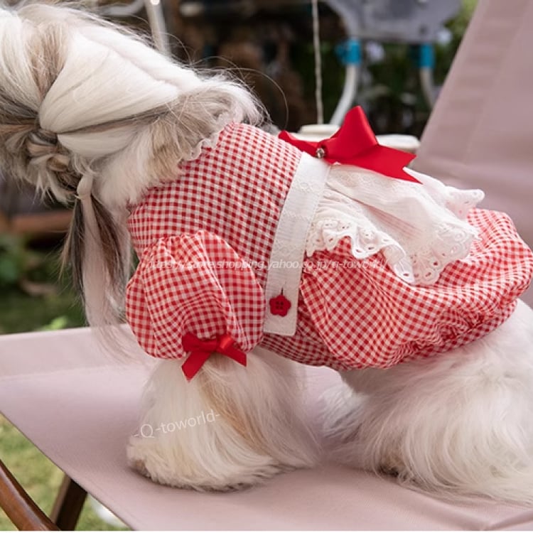 【3XS-3XL 】ドレス ワンピース エプロン 犬服 チェック柄 人気新作 ペット用品 ワンちゃん用 ペット服 猫犬兼用 ネコ雑貨2色 | Q-toworld(キュートワールド)子供服 powered by BASE
