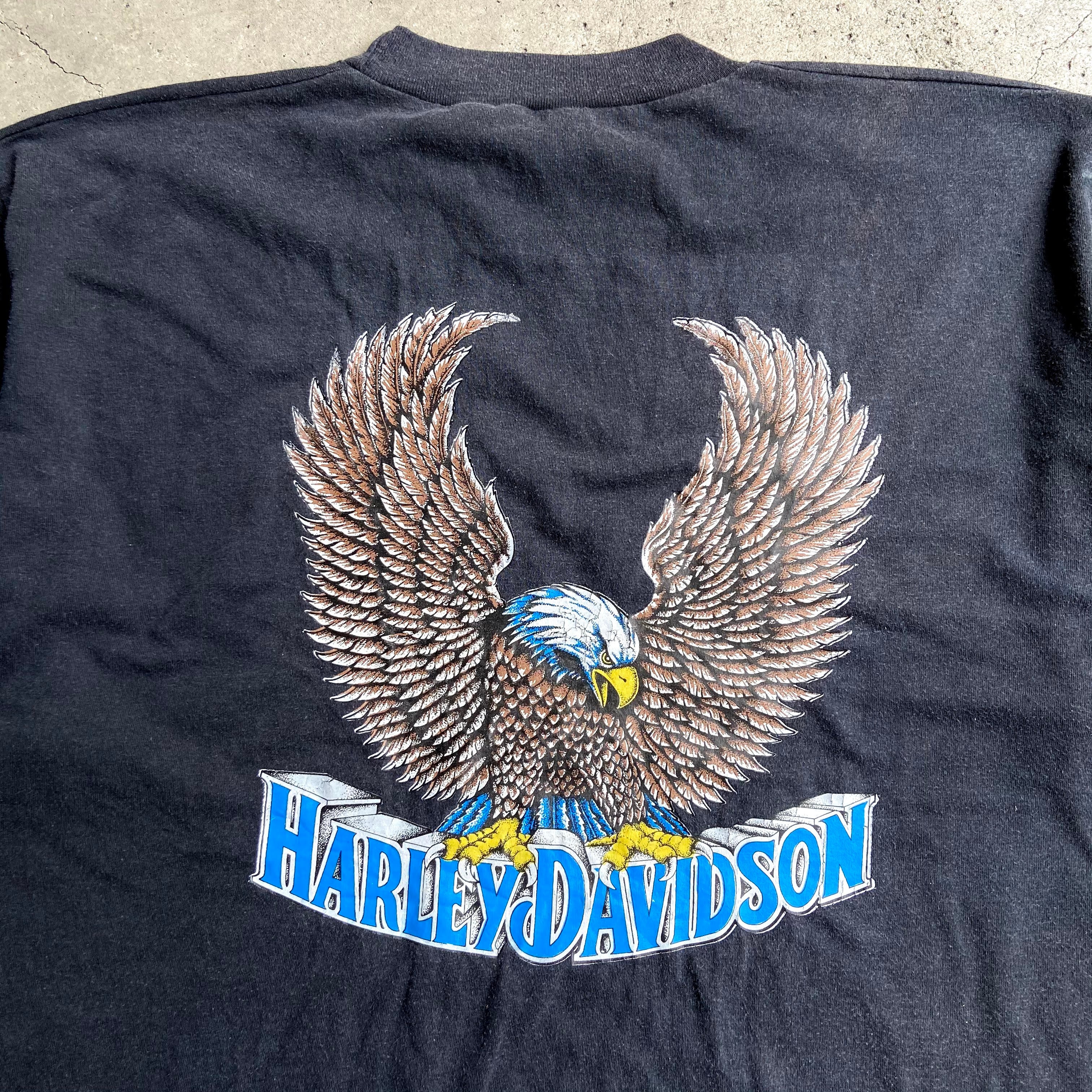 80~90年代 ハーレーダビッドソン Harley-Davidson 鷲柄 イーグル柄 両面プリント モーターサイクル バイクTシャツ メンズM ヴィンテージ /eaa351489