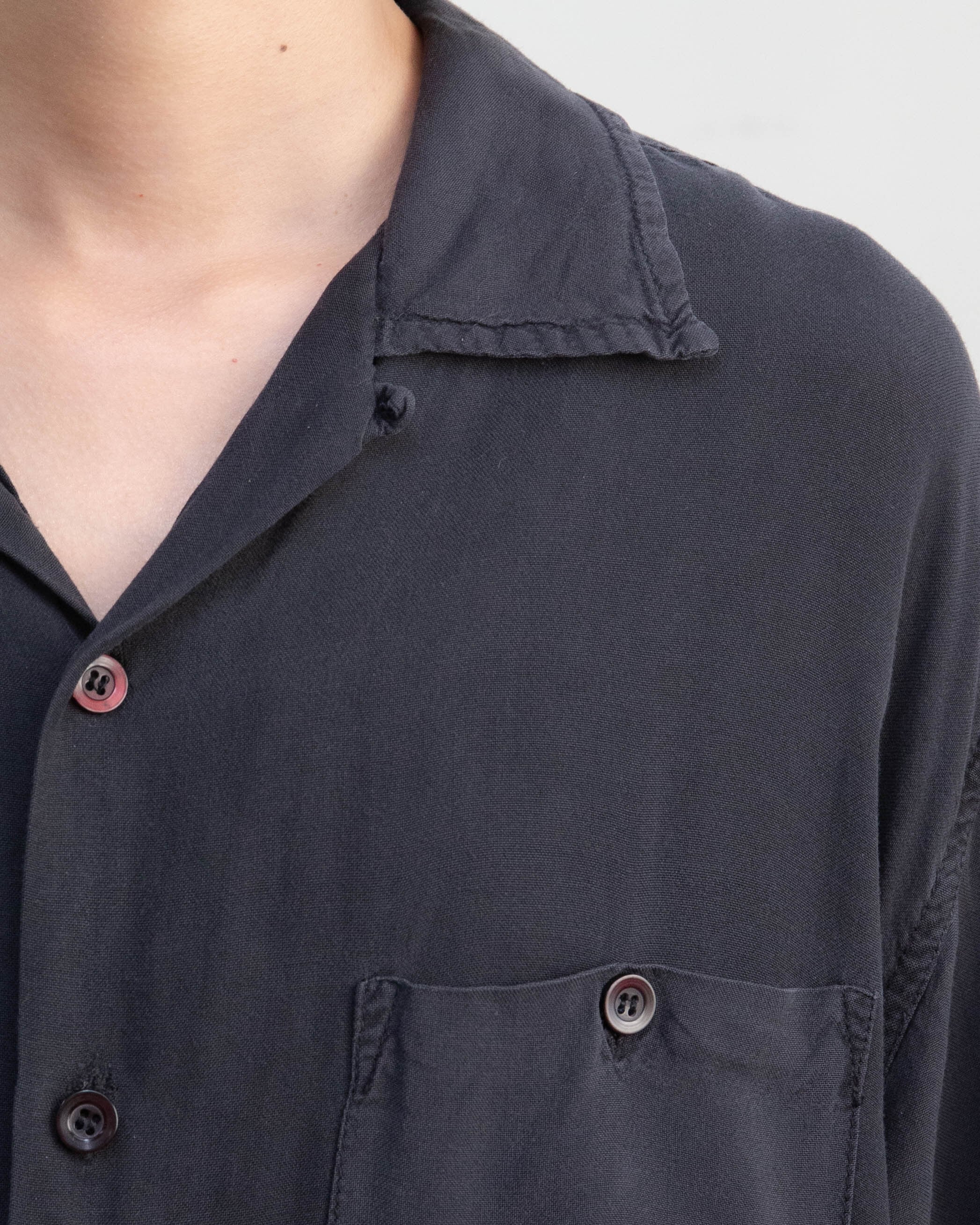 1990s embroidered-back open collar rayon shirt | LUIK FINN