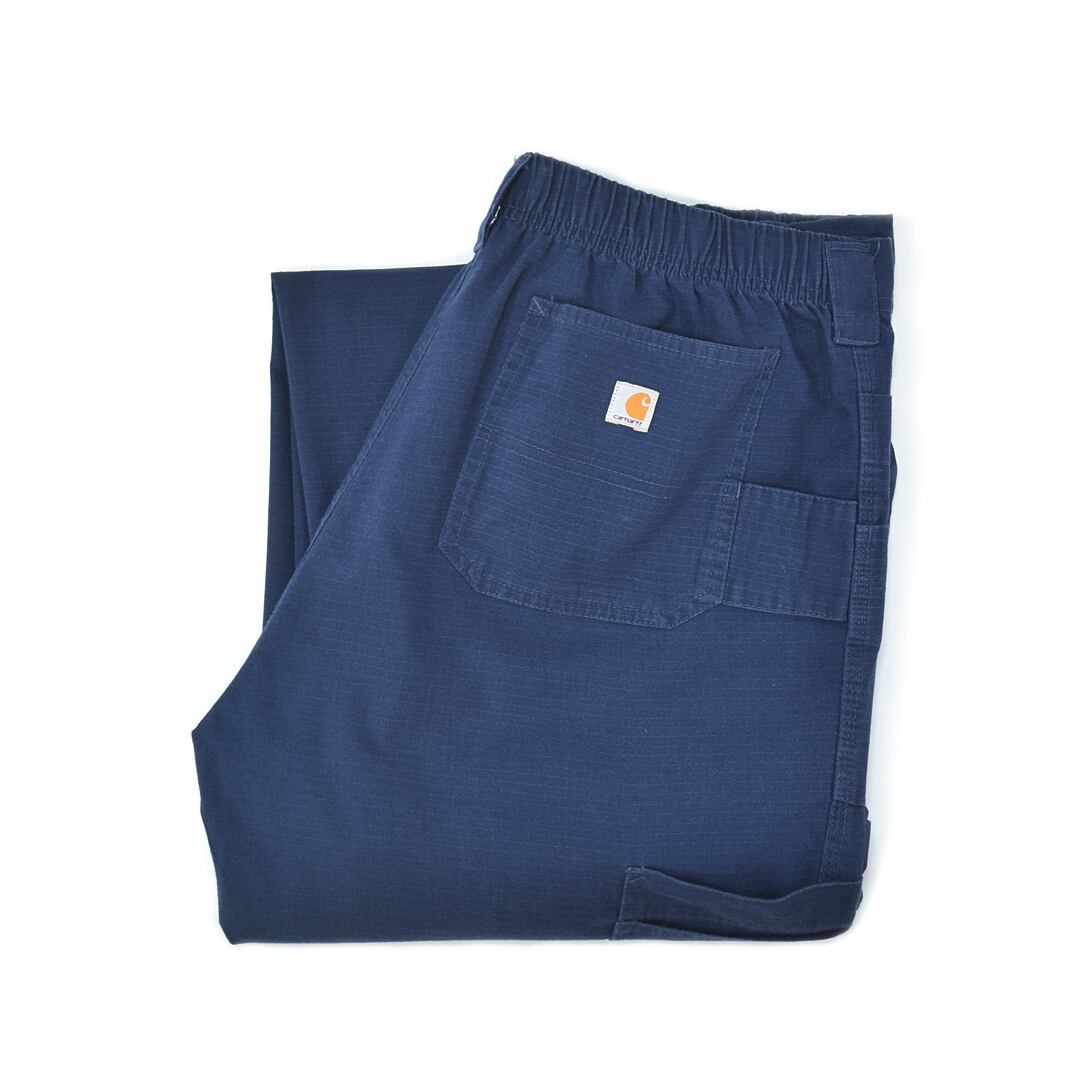 カーハート カーゴパンツ ベイカーパンツポケット イージーパンツ リップストップ 紺 ネイビー サイズM CARHARTT 古着 @EZ0648