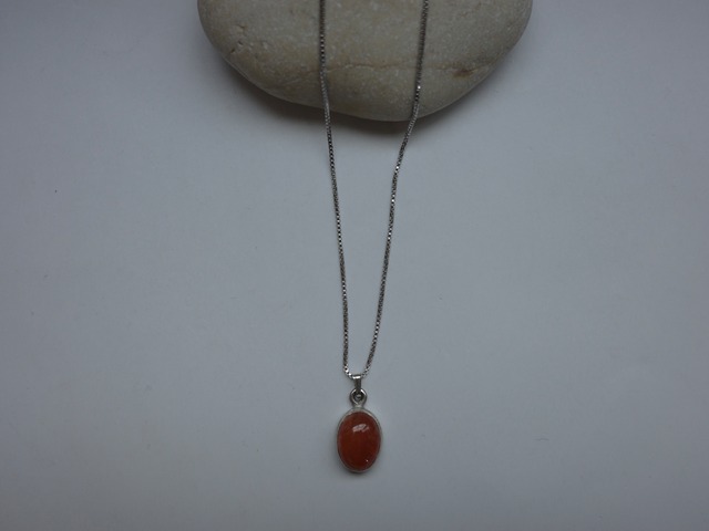 〈vintage silver925〉orange stone necklace