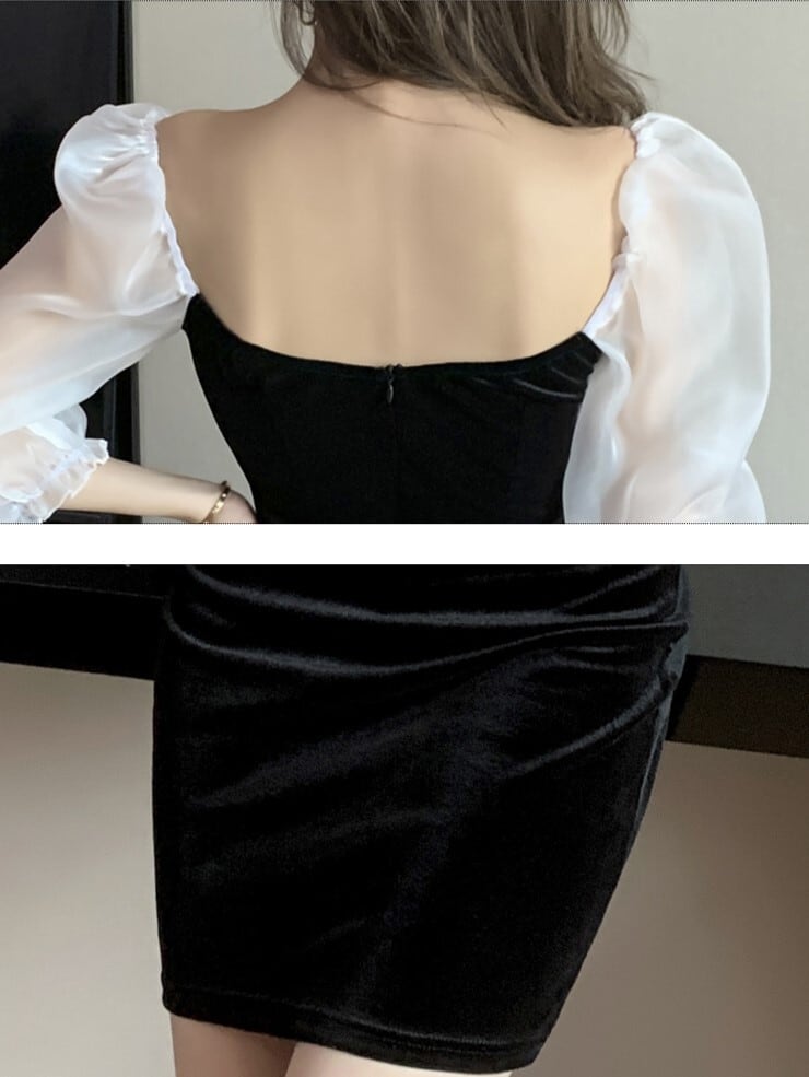 ワンピース ミニスカート タイトスカート ワンピドレス ミニ ミニ丈 袖