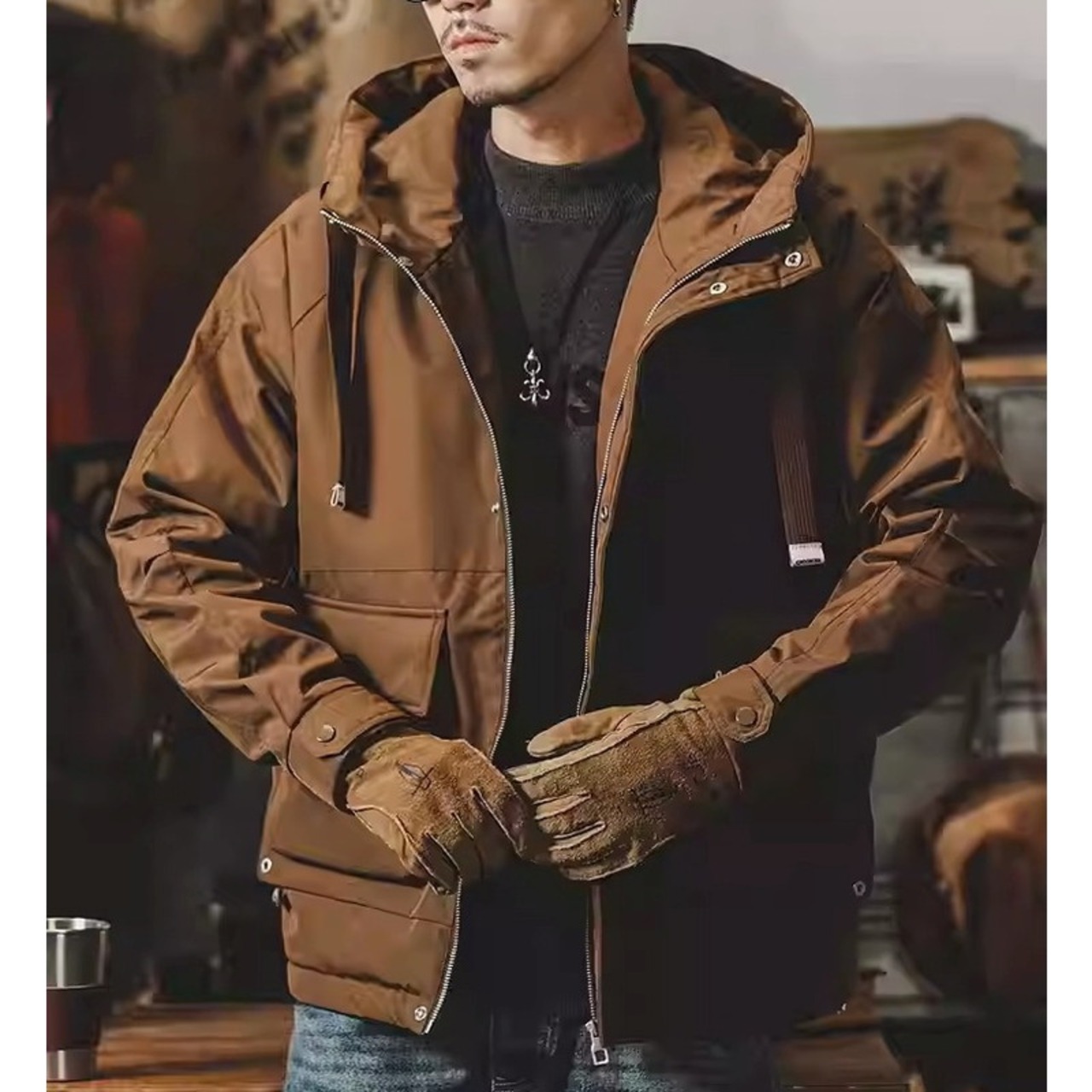 Zip-Up Oversized Hip-Length Jacket ◇3color H0931