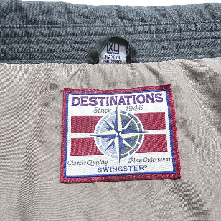 古着 DESTINATIONS 企業ロゴ 刺繍 ジップアップジャケット スウィング