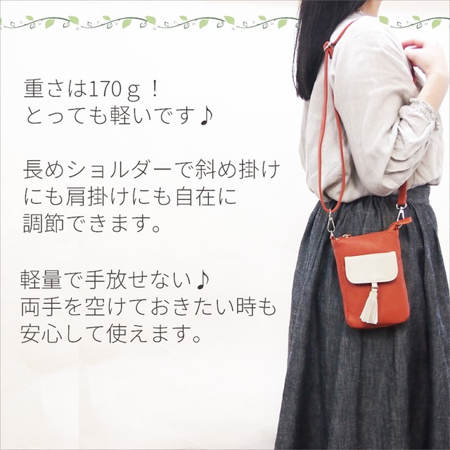 タッセル飾り付き小さめ2トーンカラー斜め掛けショルダー スマートタッセル 軽量 小さめ サブバッグ