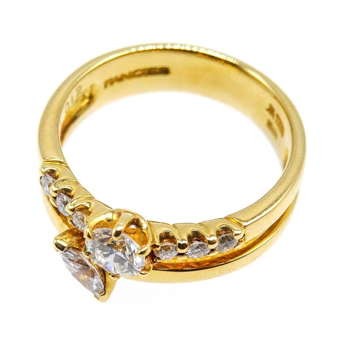 K18 イエローゴールド ダイヤモンド入りリング 11号 ファンシーズ 指輪  