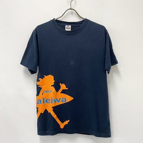 古着 送料無料 ＮALU ナルー サーフTシャツ ネイビー S ロゴT Haleiwa サーフアンドシー