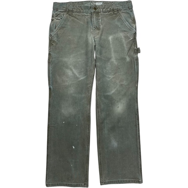 《実寸W35L29》Carhartt カーハート ワークパンツ ペインターパンツ 色落ち ダメージ モスグリーン no.9481