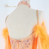 社交ダンス 衣装 白樺ドレス スタンダードドレス ドレス ワンピース スタンダード フロート ファー 蛍光 デモ 競技 ダンス パーティ 発表会 綺麗 オレンジ系 蛍光オレンジ フォーマル 軽量 上品 ダンス衣装 競技用ドレス 発表会用ドレス おしゃれ 可愛い