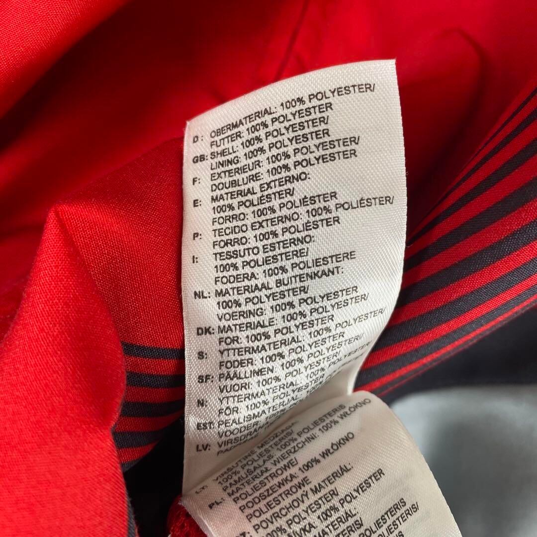 個性的 adidas ナイロンジャケット 3本ライン スポーティ 赤灰XL