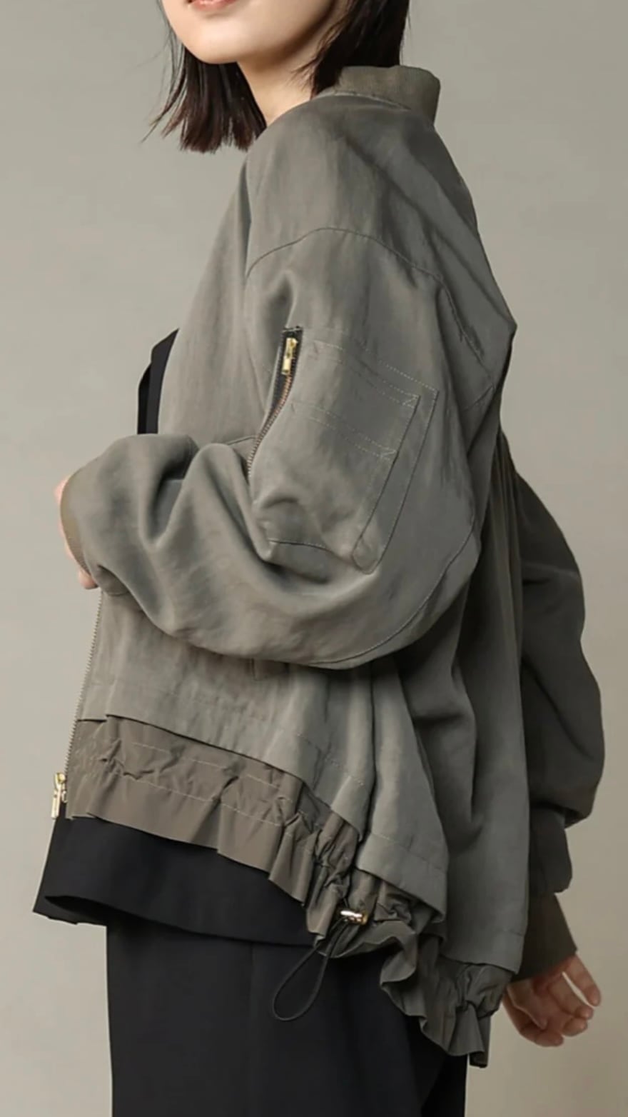 2025秋冬 trois MA1風 ZIPブルゾン T256-83002 グレー