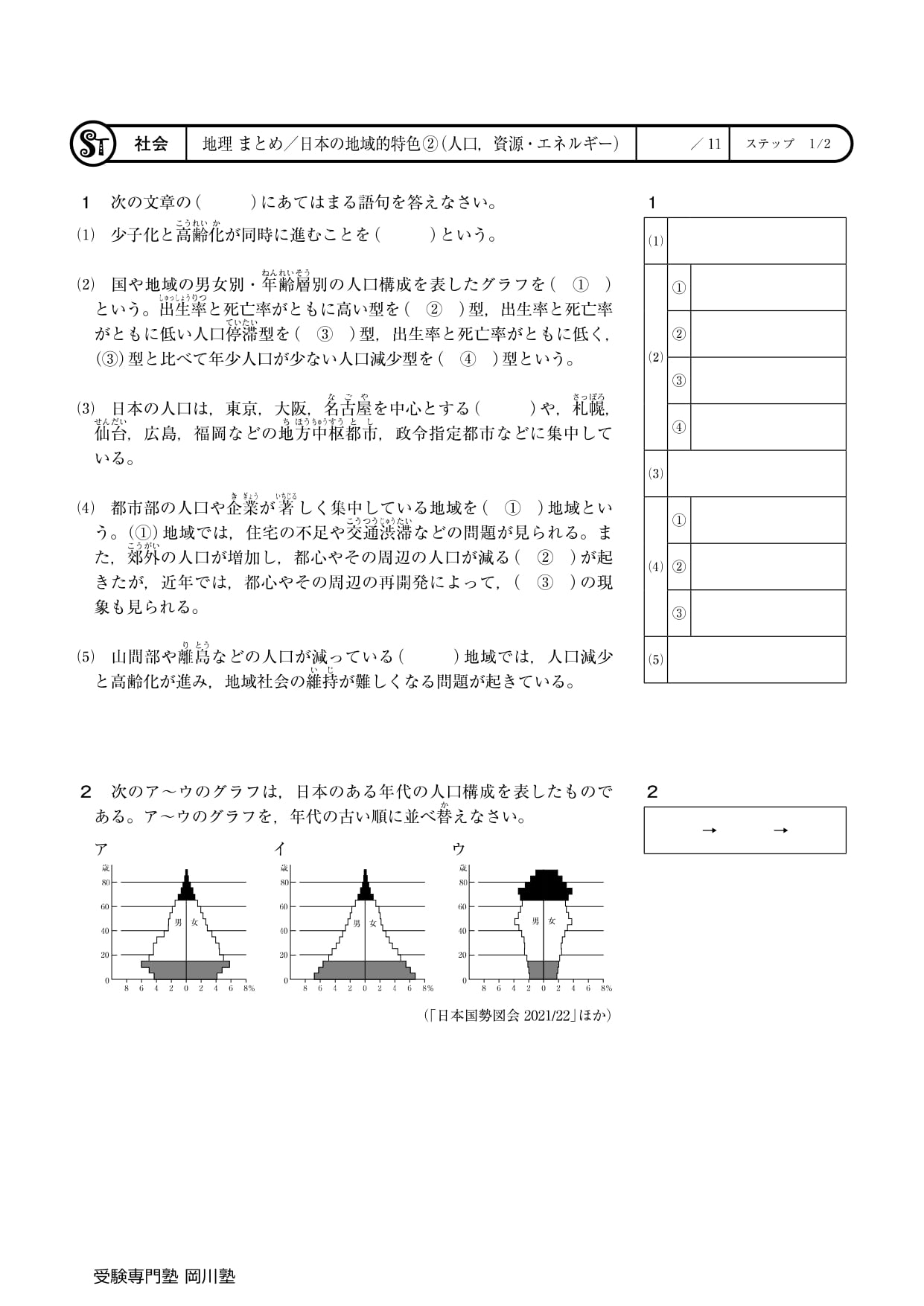 診断テスト・香川県公立高校入試専用】分野別問題集「社会地理