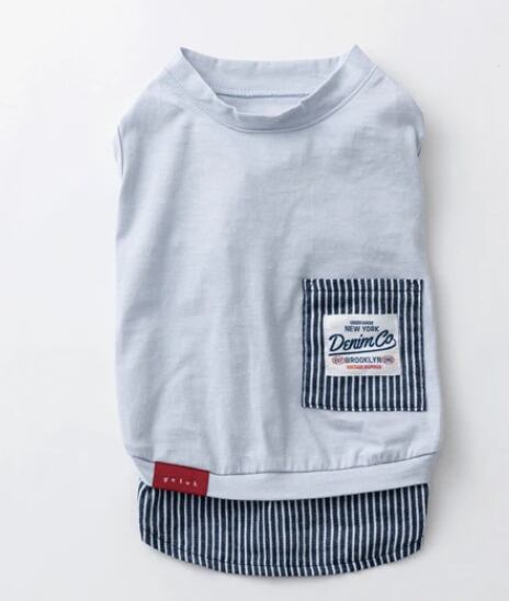 ヒッコリー切り替えタンクトップ [サイズ: XS～] [カラー: ブルー]