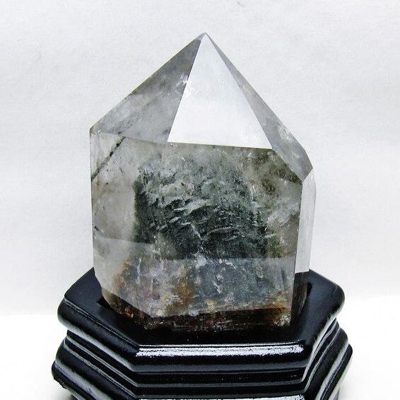 1.1Kg グリーンファントム 六角柱 台座付属 一点物 152-3846