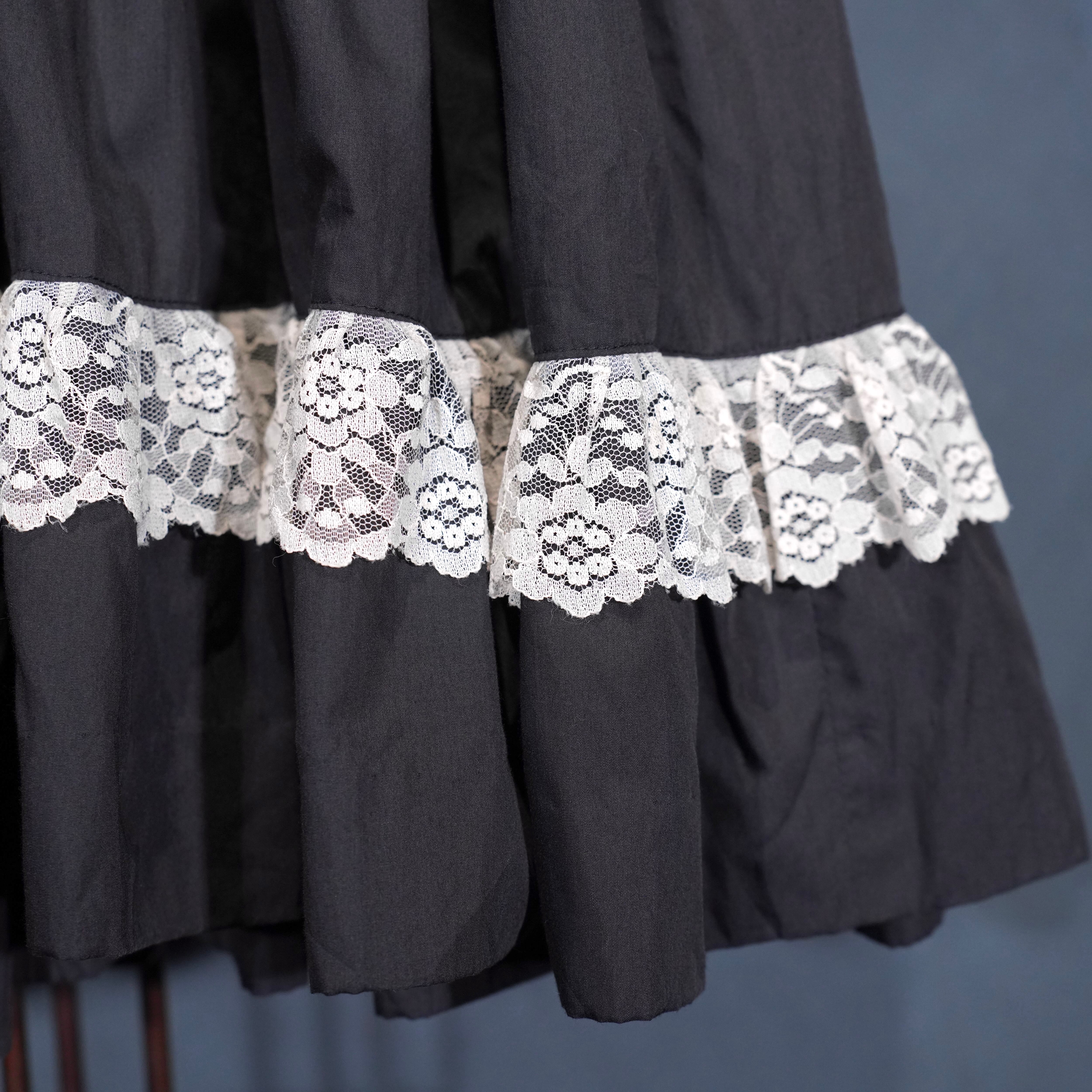 60's～70's USA VINTAGE BLACK COLOR LACE DESIGN DRESS ONE PIECE/60