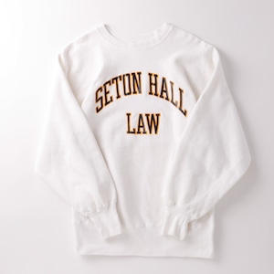 【極美品】80s champion Reverse Weave Crew "SETON HALL LAW"  Vintage sweat mint condition made in USA ／80年代 ヴィンテージ チャンピオン リバースウィーブ 肉厚 スウェット トレーナー  シートン ホール大学 法学部 USA製  ホワイト ビッグサイズ ミントコンディション