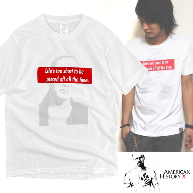 アメリカンヒストリーX　American History X　「LIFE’S TOO SHORT」Ｔシャツ　--- エドワード・ノートン　エドワード・ファーロング　映画　--- 　/ sst-ahx-box OL-E