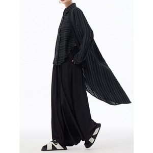 バックテイルスリムストライプシャツ R0447