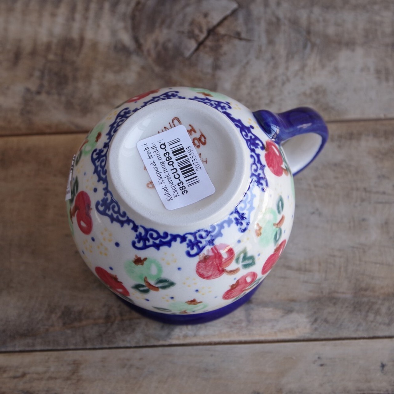 新品】 ポーリッシュポタリー ポーランド食器 マグカップ 大 300ml 青 