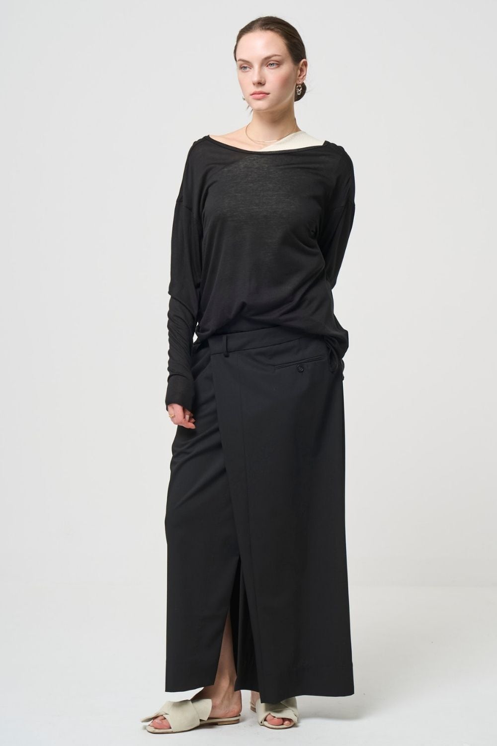 2way Sheer back open T-shirt - BLACK | seven dot - ライフスタイル
