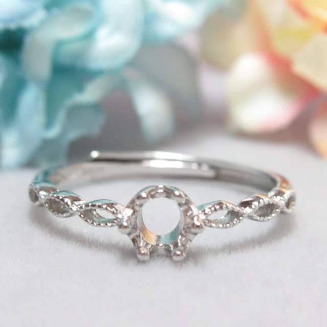 アウトレット4㎜ 6爪 クラウン レース S925 リング台 SV