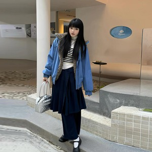 FOUND STYLE群青色裏起毛ジャケット