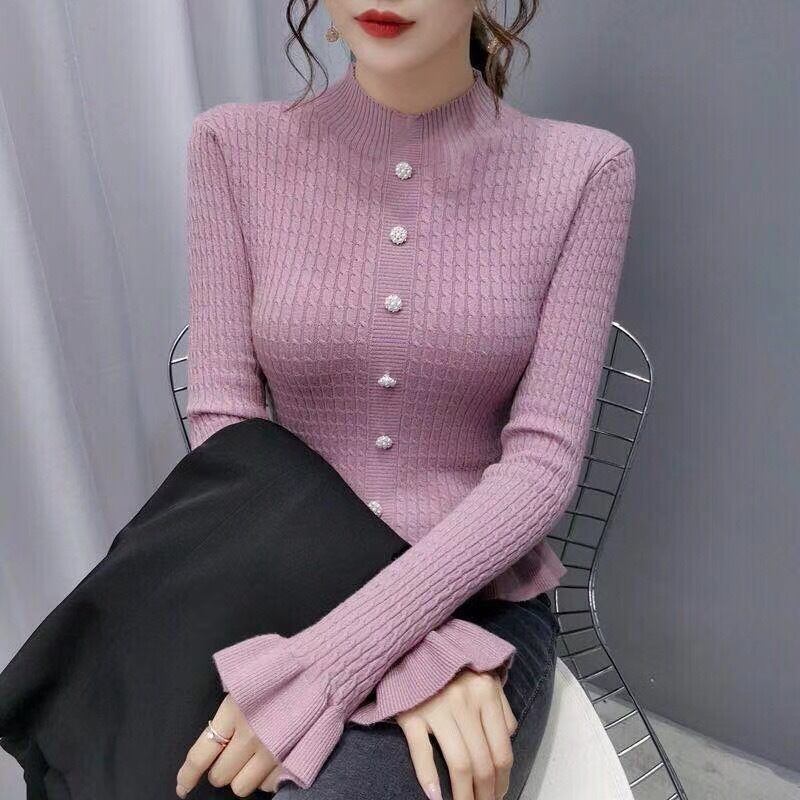 フロントパールフレア袖ニット