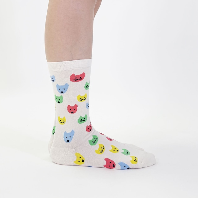 【JIN KITAMURA】北村人 SOCKS MIZUTAMA INUNEKO ソックス 水玉犬猫