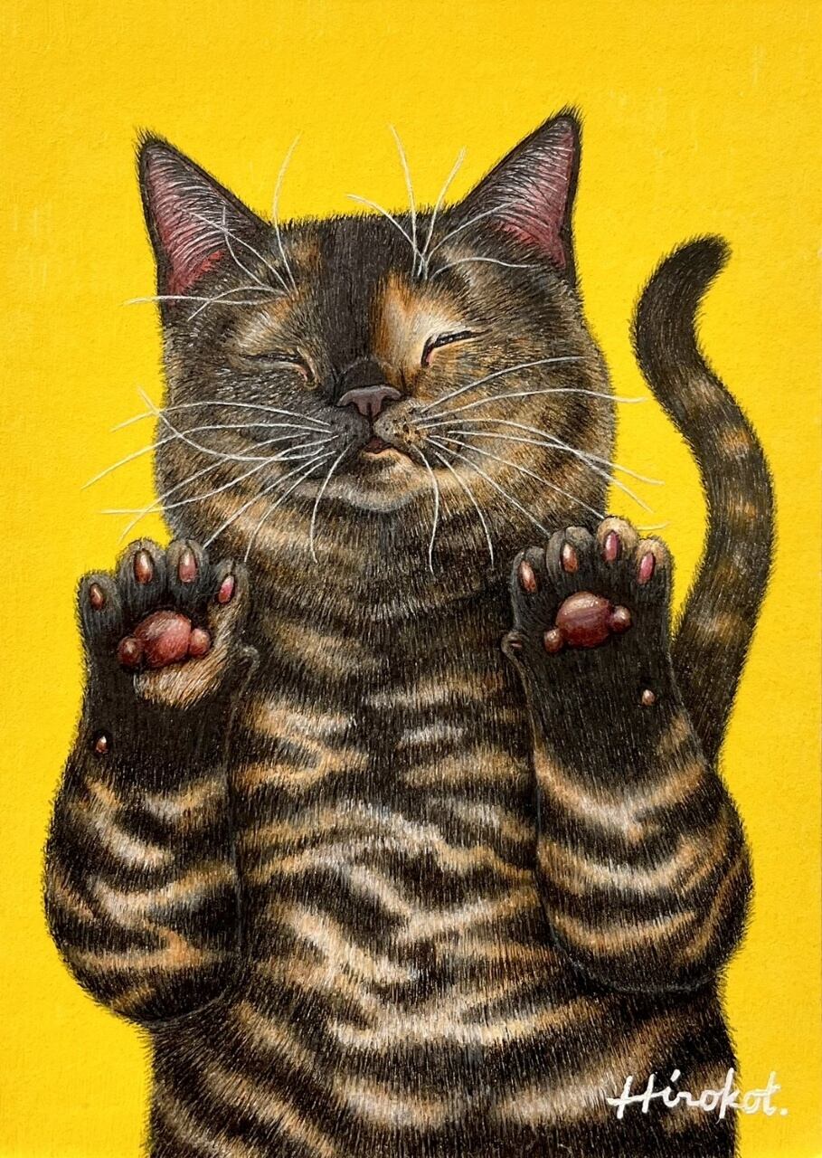 No.189 Let's high five! 細密画 原画 / Original Fineliner Artwork