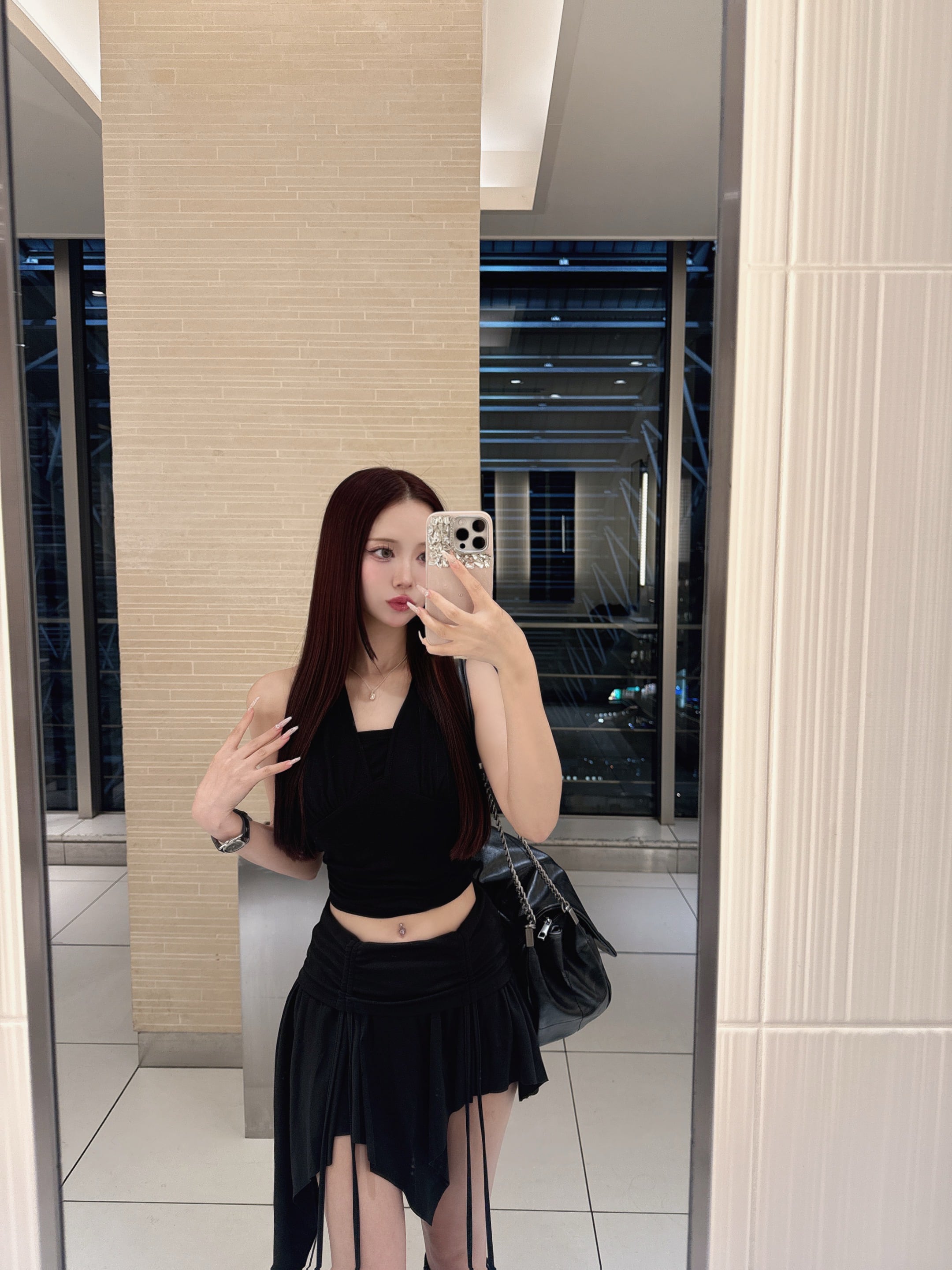 BPN アシンメトリーブラックミニスカート BPN アシンメトリーブラックミニスカート 新品タグ付き BPN