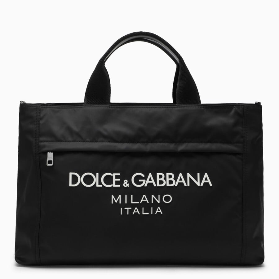 現行ドルチェアンドガッバーナ ビジネスバッグ ロゴ　レザー ナイロン 黒 関税込 ドルチェ＆ガッパーナ ナイロン ビジネスバッグ ロゴ 黒