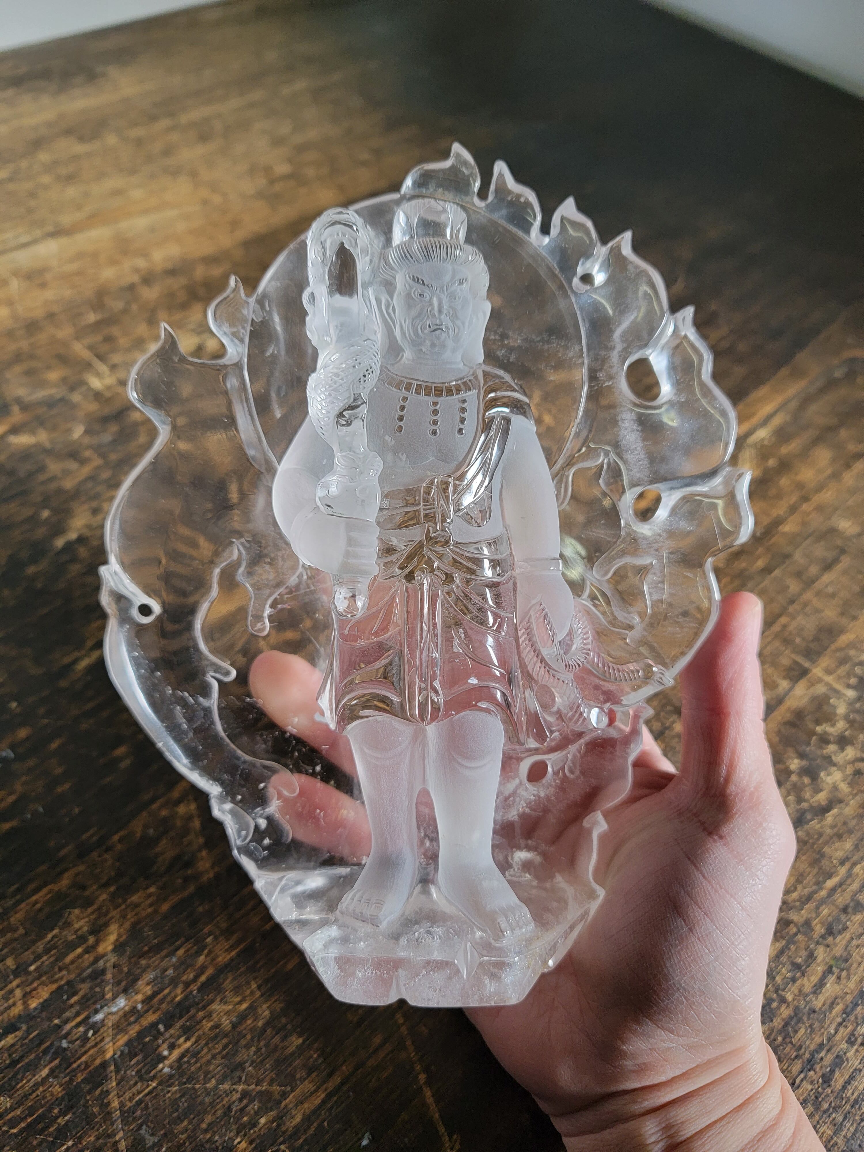 [送料無料][高品質][超美品] 天然水晶不動明王（倶利伽羅剣）