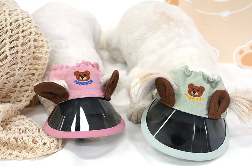 bear suncap / 犬用 帽子 日よけ帽子 サンバイザー 紫外線対策 アクセサリー ドッグウェア ペット用 被り物 キャップハット お揃い お出かけ