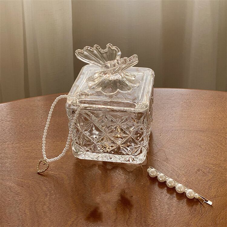 置物 -A.D.N- レトロ 装飾 透明な 小物収納 カジュアル 蝶 ガラス アクセサリー 収納