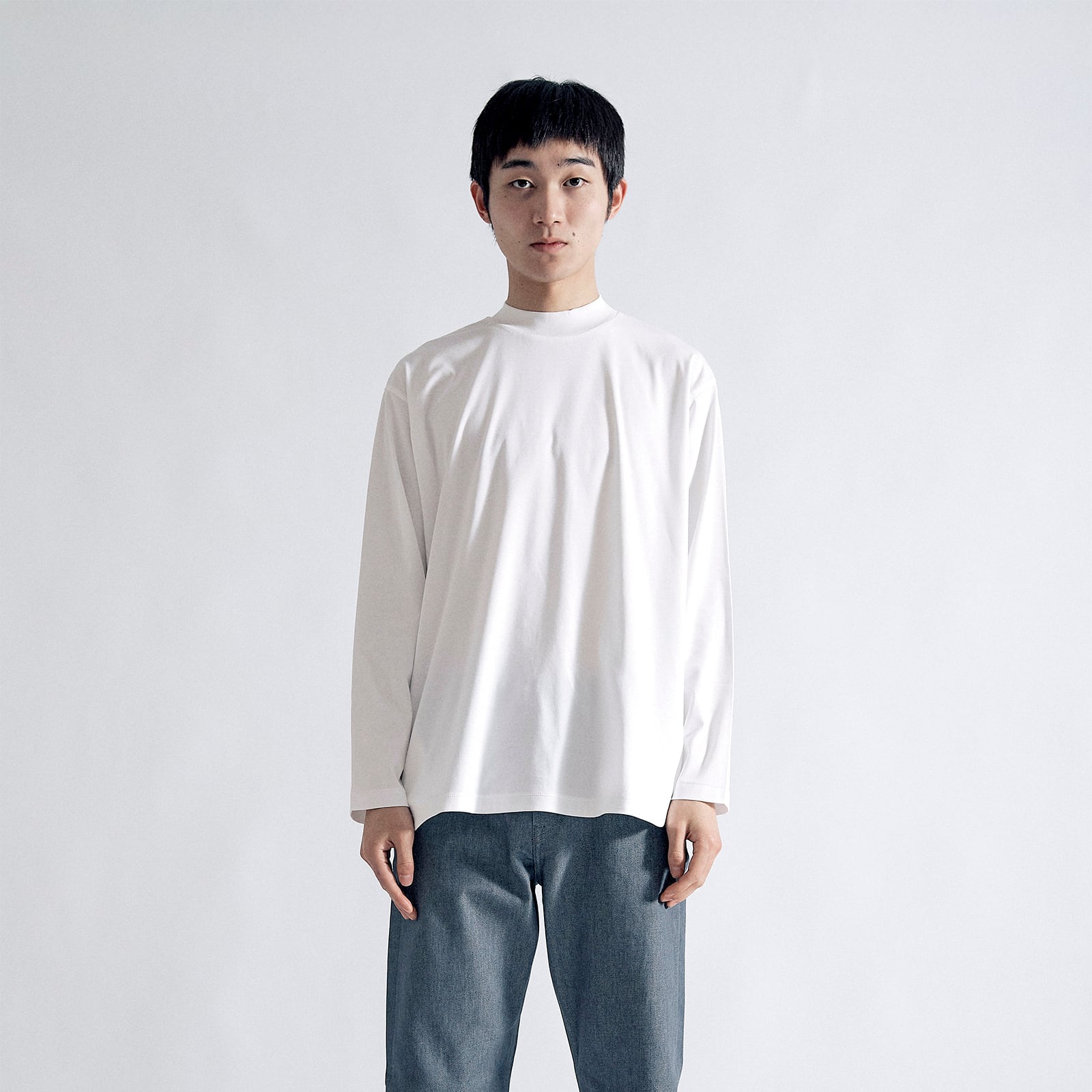 アルビニT スムース ロングスリーブ モックネック リラックス / Albini